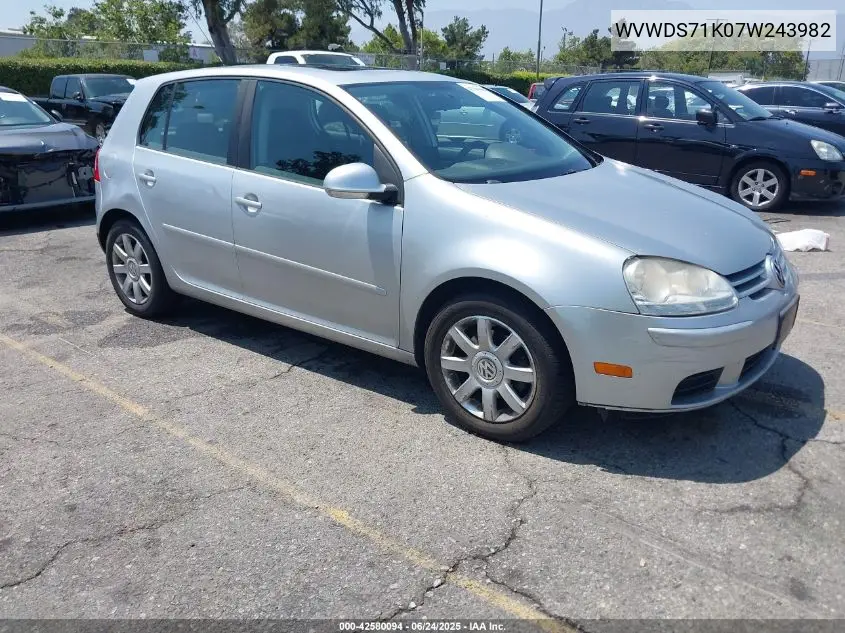 2007 Volkswagen Rabbit 4-Door VIN: WVWDS71K07W243982 Lot: 42580094