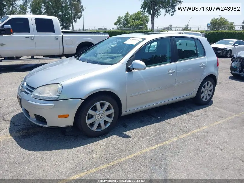 2007 Volkswagen Rabbit 4-Door VIN: WVWDS71K07W243982 Lot: 42580094
