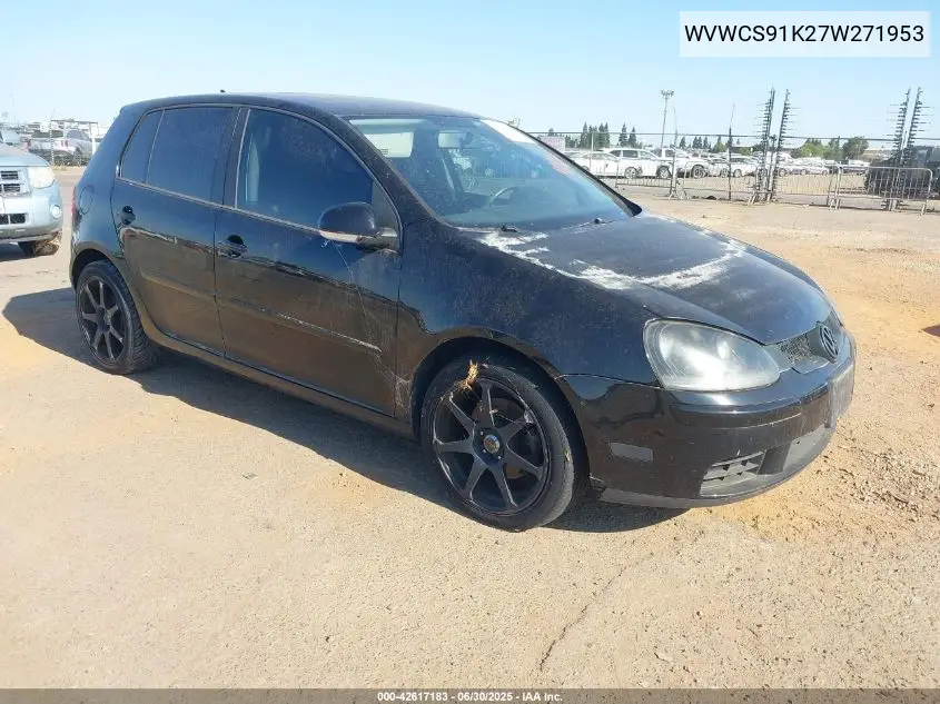 2007 Volkswagen Rabbit 4-Door VIN: WVWCS91K27W271953 Lot: 42617183