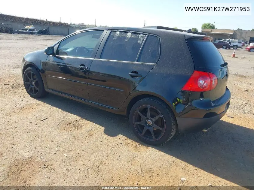 2007 Volkswagen Rabbit 4-Door VIN: WVWCS91K27W271953 Lot: 42617183