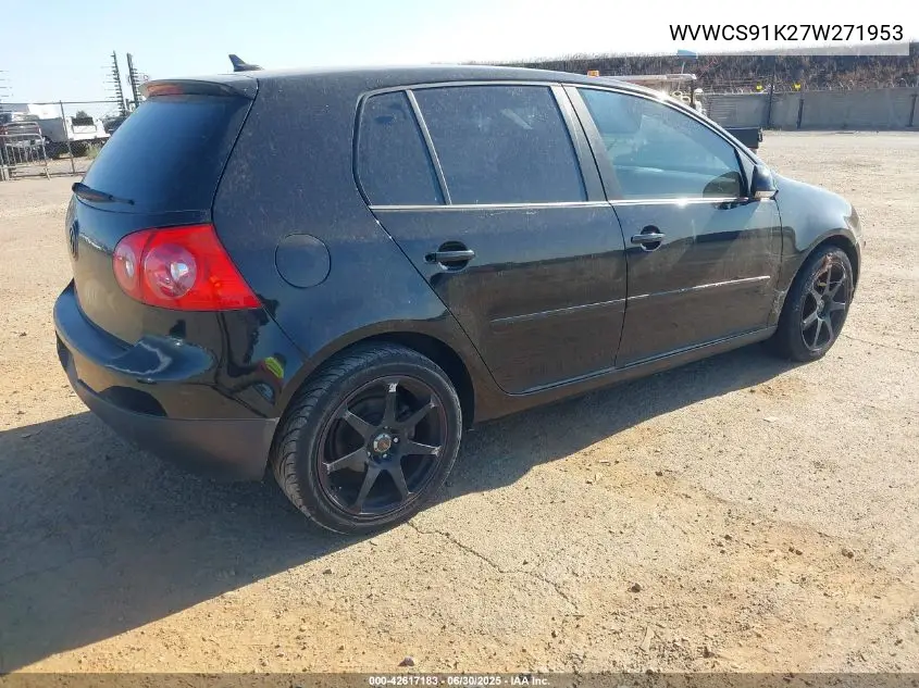 2007 Volkswagen Rabbit 4-Door VIN: WVWCS91K27W271953 Lot: 42617183