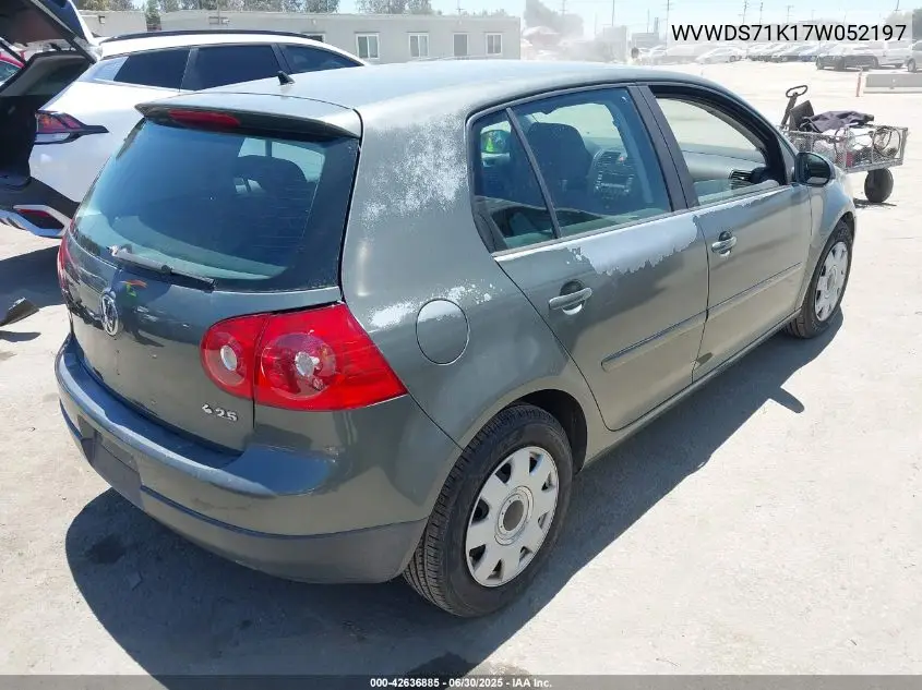 2007 Volkswagen Rabbit 4-Door VIN: WVWDS71K17W052197 Lot: 42636885