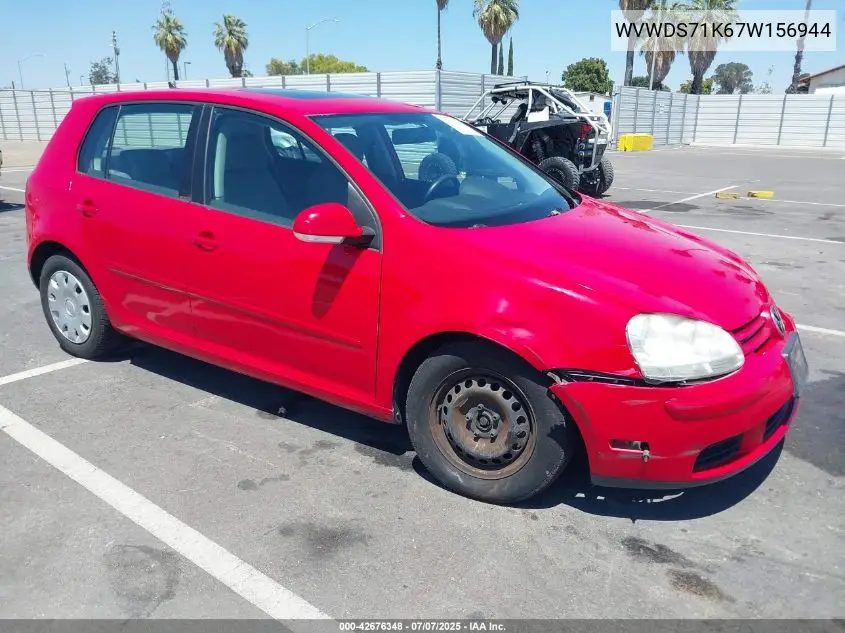 2007 Volkswagen Rabbit 4-Door VIN: WVWDS71K67W156944 Lot: 42676348