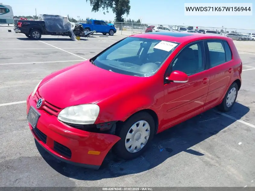 2007 Volkswagen Rabbit 4-Door VIN: WVWDS71K67W156944 Lot: 42676348