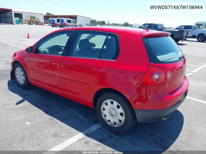 2007 Volkswagen Rabbit 4-Door VIN: WVWDS71K67W156944 Lot: 42676348