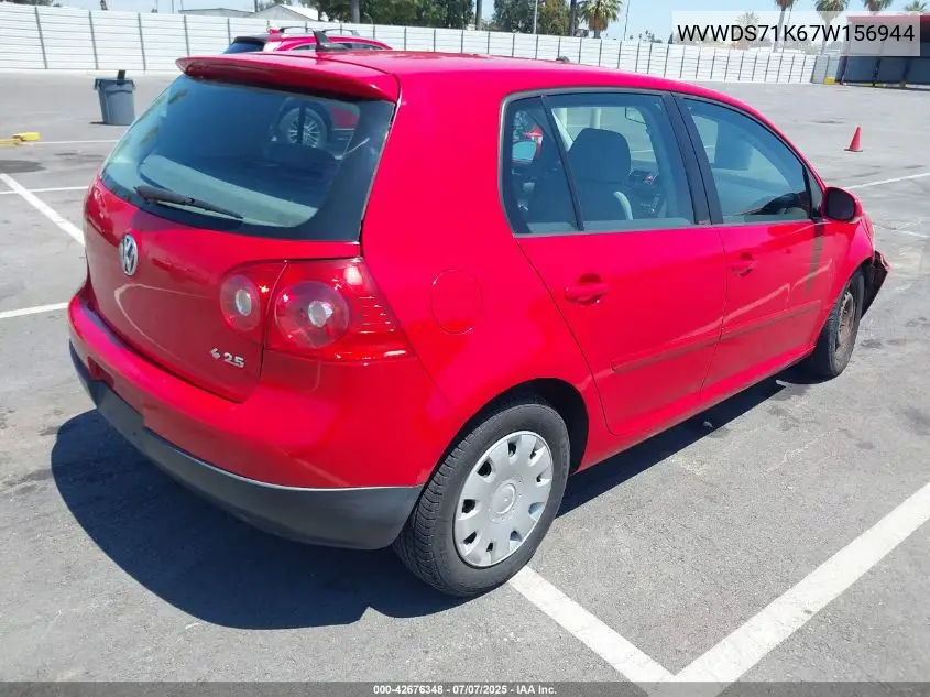 2007 Volkswagen Rabbit 4-Door VIN: WVWDS71K67W156944 Lot: 42676348