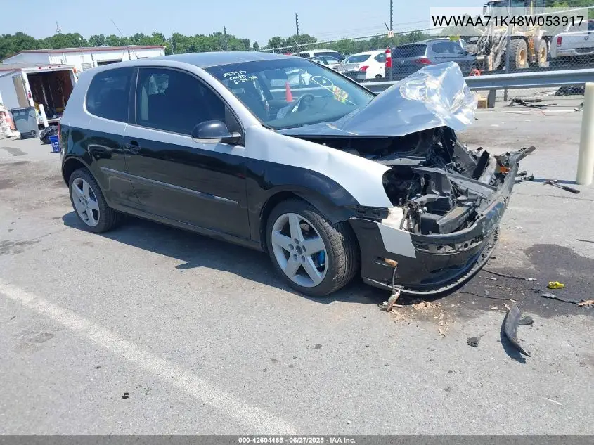 2008 Volkswagen Rabbit S VIN: WVWAA71K48W053917 Lot: 42604465