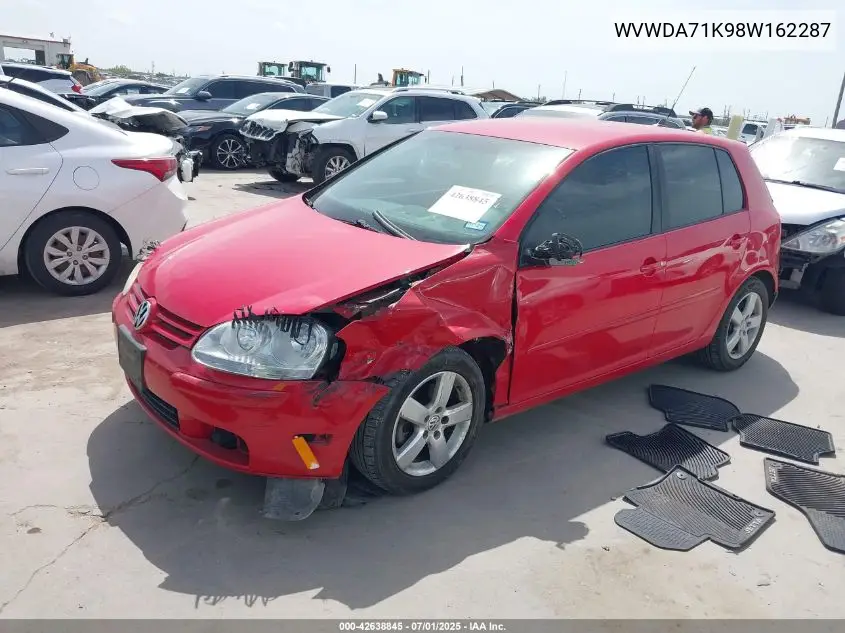 2008 Volkswagen Rabbit S VIN: WVWDA71K98W162287 Lot: 42638845