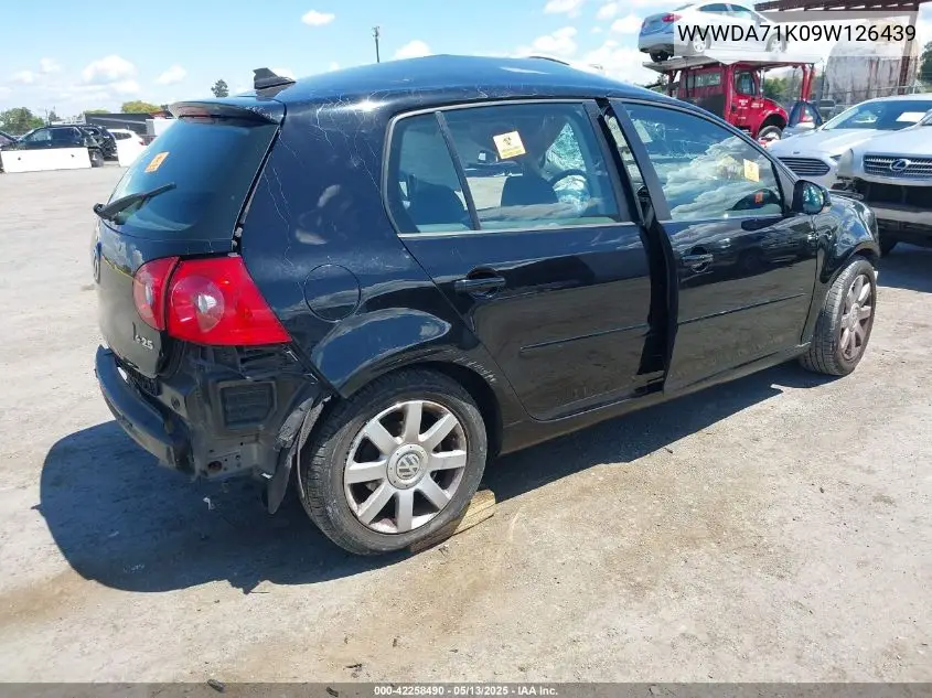 2009 Volkswagen Rabbit S VIN: WVWDA71K09W126439 Lot: 42258490