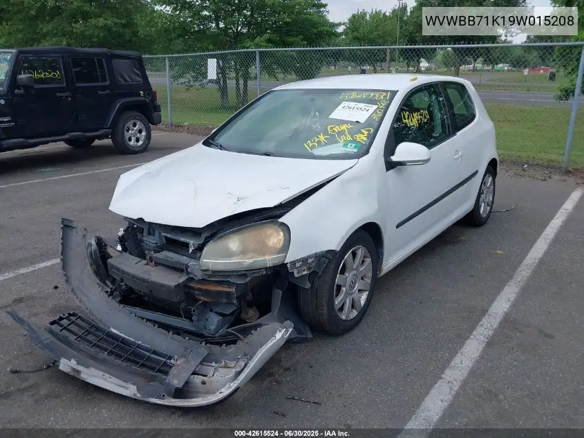 2009 Volkswagen Rabbit S VIN: WVWBB71K19W015208 Lot: 42615524