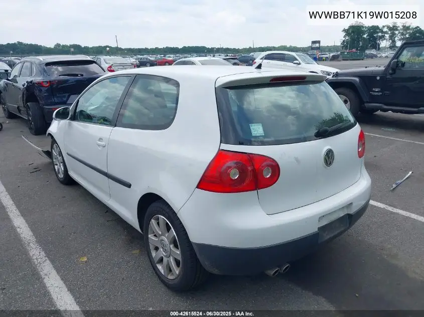 2009 Volkswagen Rabbit S VIN: WVWBB71K19W015208 Lot: 42615524