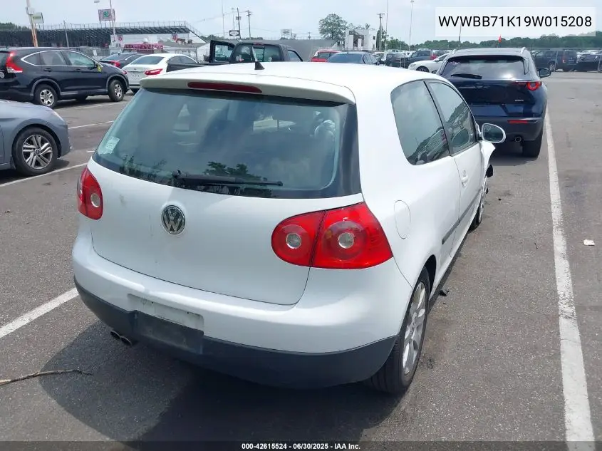 2009 Volkswagen Rabbit S VIN: WVWBB71K19W015208 Lot: 42615524