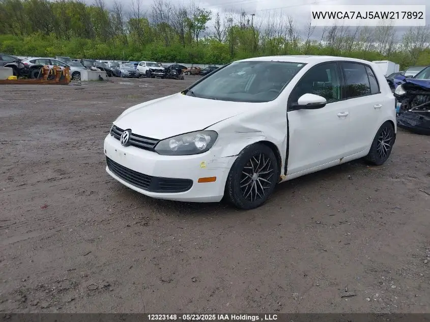 2010 Volkswagen Golf VIN: WVWCA7AJ5AW217892 Lot: 12323148