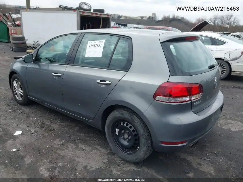 2010 Volkswagen Golf 4-Door W/Pzev (A6) VIN: WVWDB9AJ0AW216453 Lot: 42032851