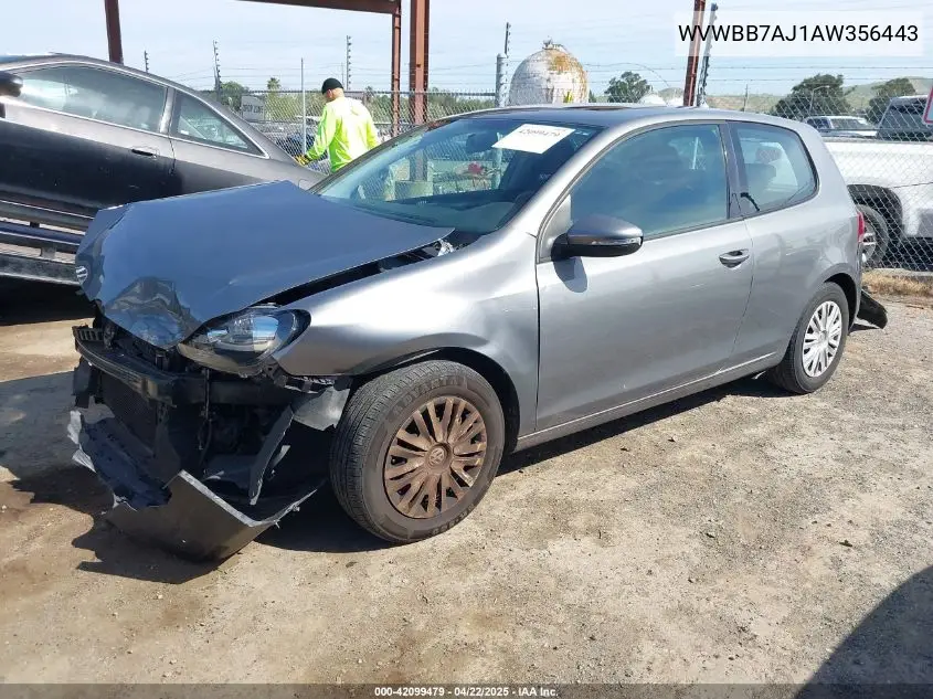 2010 Volkswagen Golf 2-Door VIN: WVWBB7AJ1AW356443 Lot: 42099479