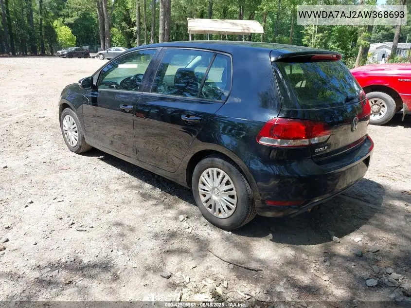 2010 Volkswagen Golf 4-Door VIN: WVWDA7AJ2AW368693 Lot: 42516566