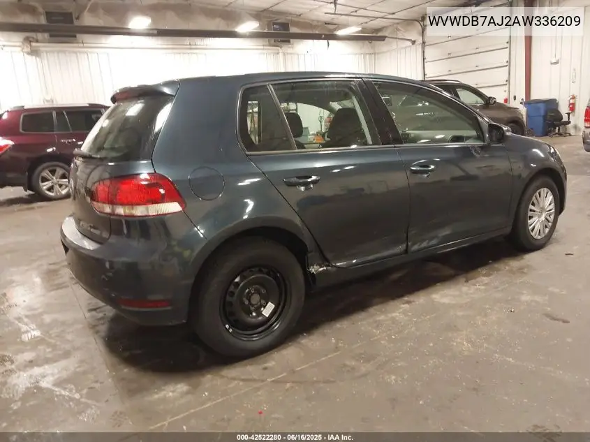 2010 Volkswagen Golf 4-Door VIN: WVWDB7AJ2AW336209 Lot: 42522280