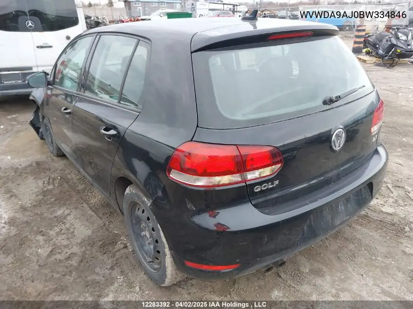 2011 Volkswagen Golf VIN: WVWDA9AJ0BW334846 Lot: 12283392