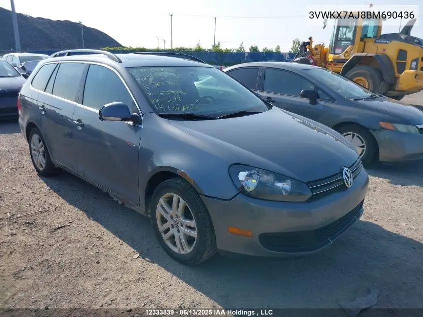 2011 Volkswagen Golf Wagon VIN: 3VWKX7AJ8BM690436 Lot: 12333839