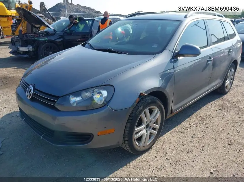2011 Volkswagen Golf Wagon VIN: 3VWKX7AJ8BM690436 Lot: 12333839