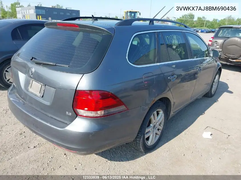 2011 Volkswagen Golf Wagon VIN: 3VWKX7AJ8BM690436 Lot: 12333839