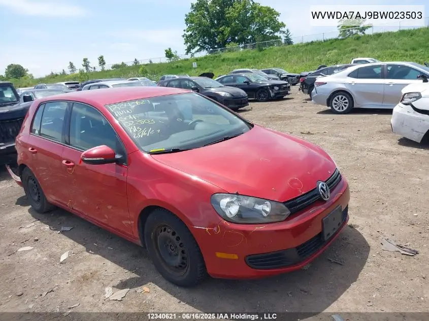 2011 Volkswagen Golf 2.5L Comfortline/2.5L Highline/2.5L Sportline/2.5L Trendline VIN: WVWDA7AJ9BW023503 Lot: 12340621