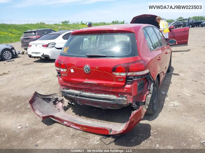 2011 Volkswagen Golf 2.5L Comfortline/2.5L Highline/2.5L Sportline/2.5L Trendline VIN: WVWDA7AJ9BW023503 Lot: 12340621