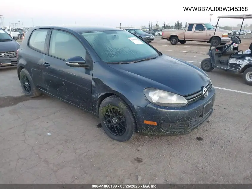 2011 Volkswagen Golf 2.5L 2-Door VIN: WVWBB7AJ0BW345368 Lot: 41866199