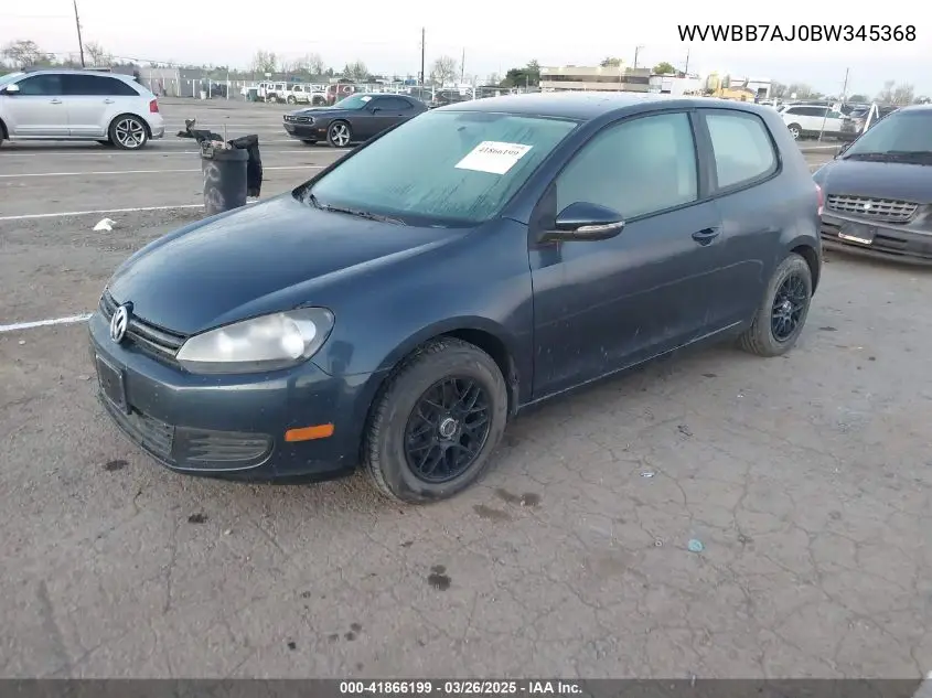 2011 Volkswagen Golf 2.5L 2-Door VIN: WVWBB7AJ0BW345368 Lot: 41866199