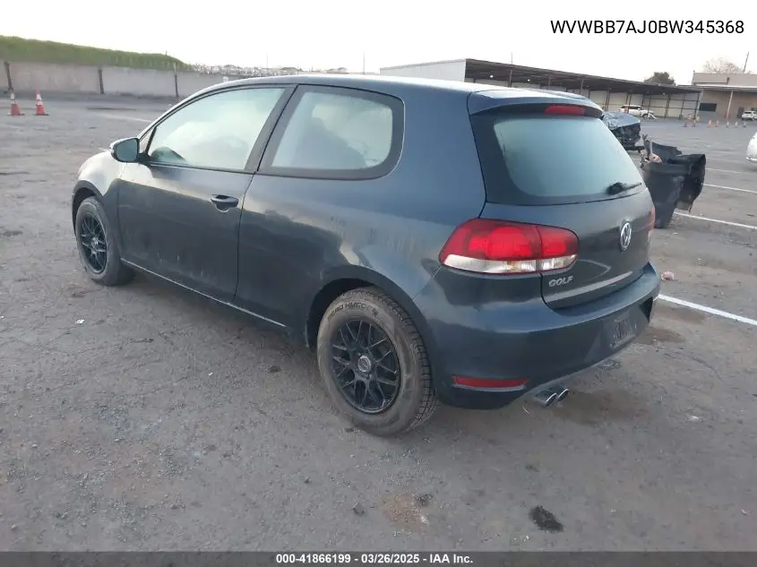 2011 Volkswagen Golf 2.5L 2-Door VIN: WVWBB7AJ0BW345368 Lot: 41866199