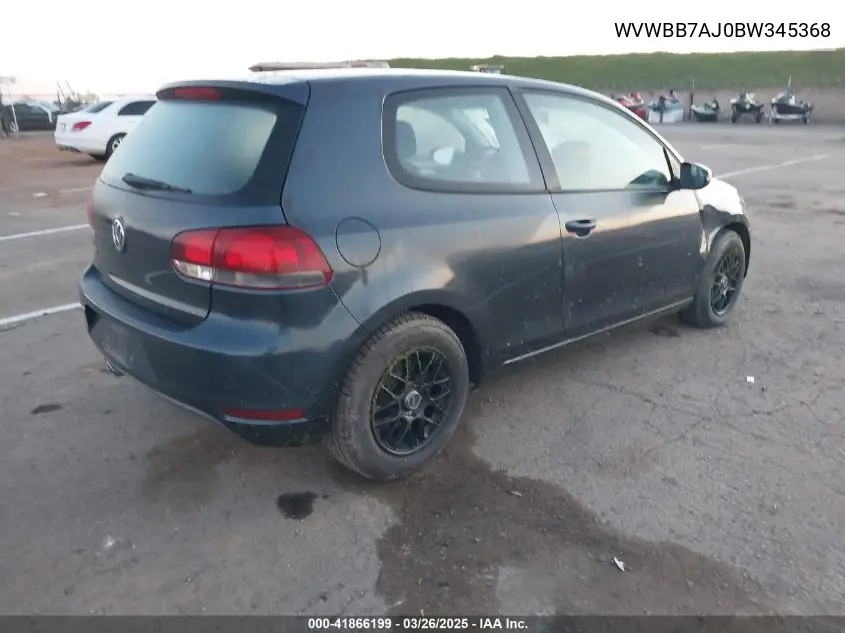 2011 Volkswagen Golf 2.5L 2-Door VIN: WVWBB7AJ0BW345368 Lot: 41866199