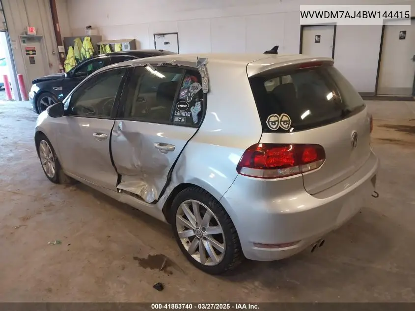 2011 Volkswagen Golf Tdi 4-Door VIN: WVWDM7AJ4BW144415 Lot: 41883740
