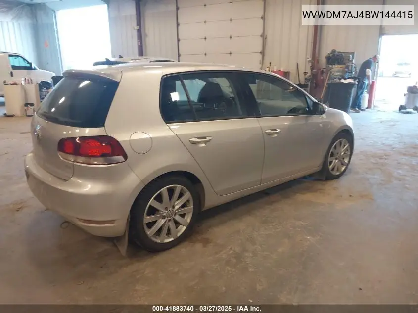2011 Volkswagen Golf Tdi 4-Door VIN: WVWDM7AJ4BW144415 Lot: 41883740