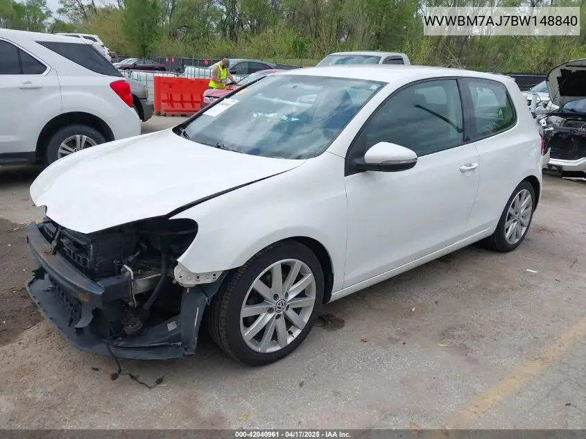 2011 Volkswagen Golf Tdi 2-Door VIN: WVWBM7AJ7BW148840 Lot: 42040961