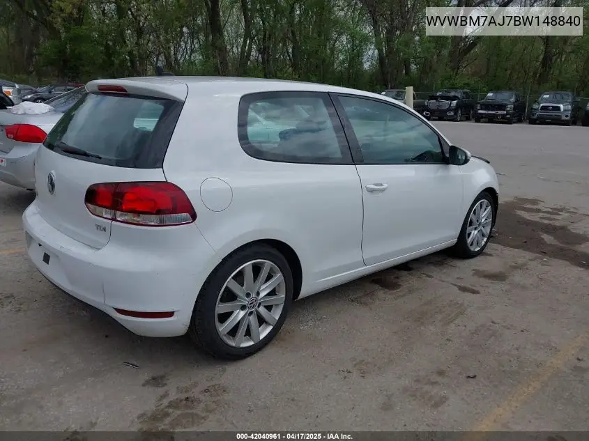 2011 Volkswagen Golf Tdi 2-Door VIN: WVWBM7AJ7BW148840 Lot: 42040961