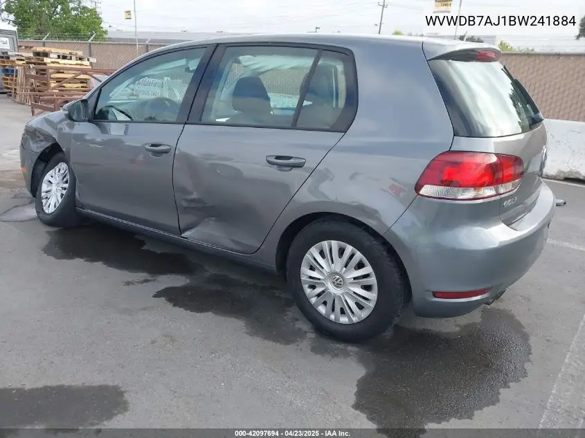 2011 Volkswagen Golf 2.5L 4-Door VIN: WVWDB7AJ1BW241884 Lot: 42097694