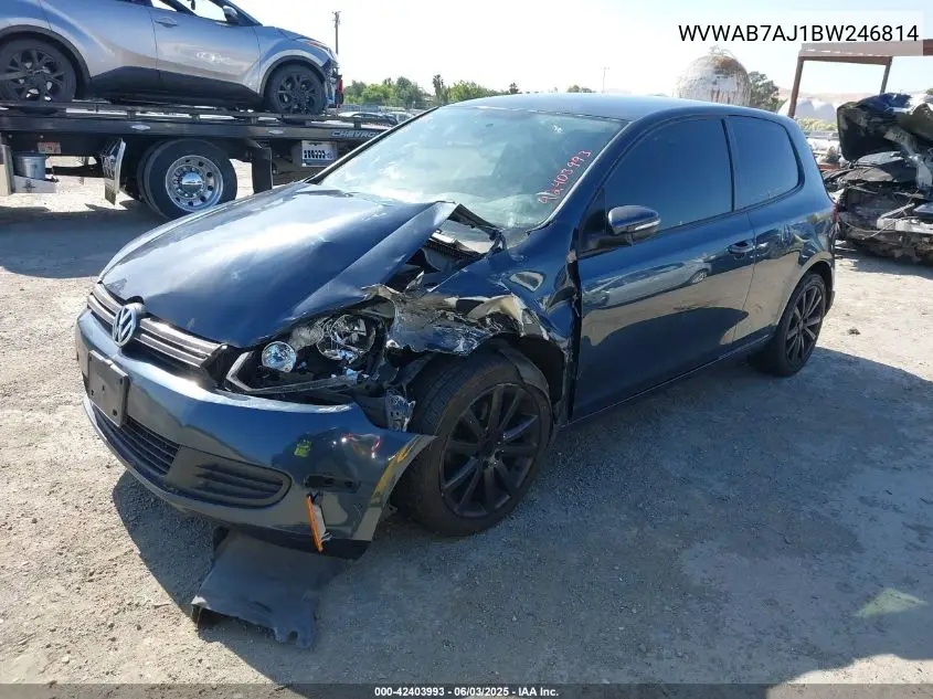 2011 Volkswagen Golf 2.5L 2-Door VIN: WVWAB7AJ1BW246814 Lot: 42403993