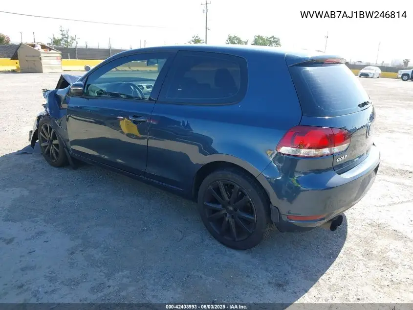 2011 Volkswagen Golf 2.5L 2-Door VIN: WVWAB7AJ1BW246814 Lot: 42403993