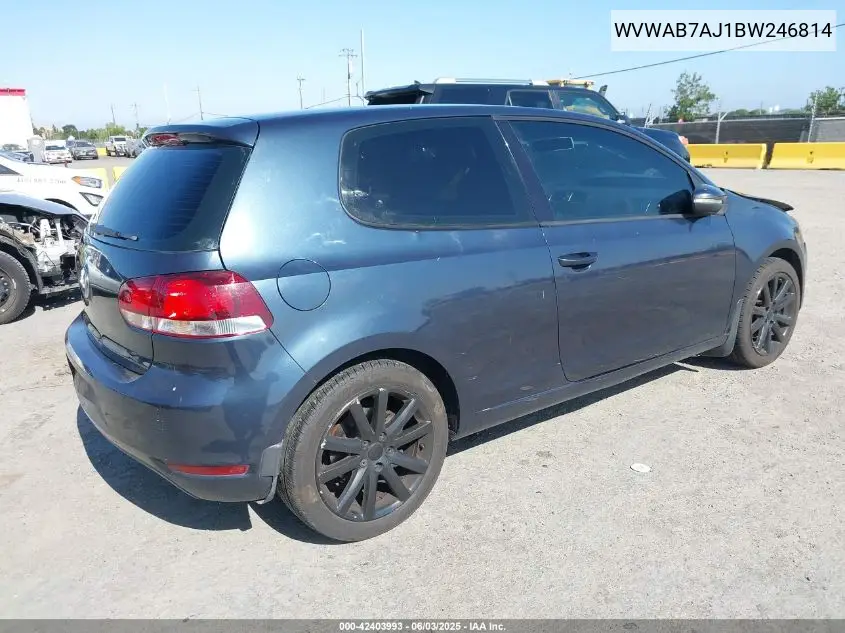 2011 Volkswagen Golf 2.5L 2-Door VIN: WVWAB7AJ1BW246814 Lot: 42403993