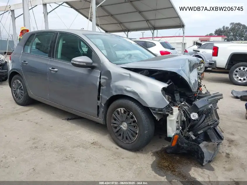 2011 Volkswagen Golf 2.5L 4-Door VIN: WVWDB7AJXBW206745 Lot: 42415722