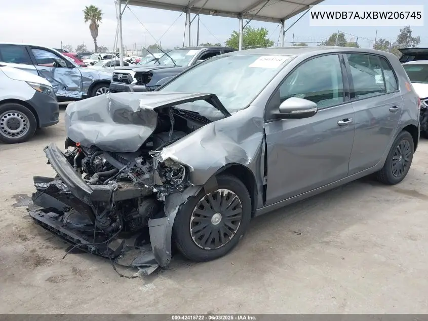 2011 Volkswagen Golf 2.5L 4-Door VIN: WVWDB7AJXBW206745 Lot: 42415722