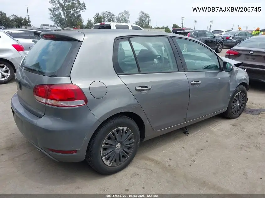 2011 Volkswagen Golf 2.5L 4-Door VIN: WVWDB7AJXBW206745 Lot: 42415722
