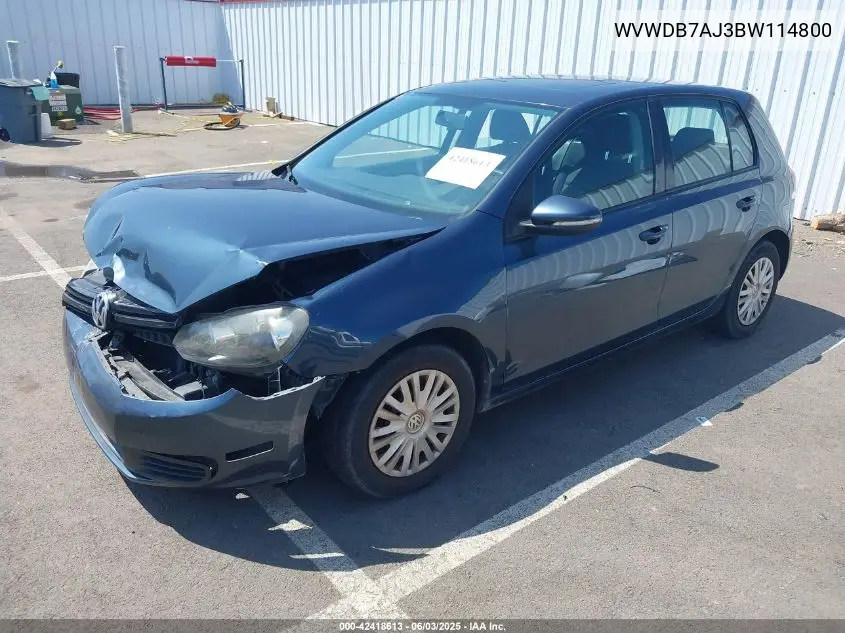 2011 Volkswagen Golf 2.5L 4-Door VIN: WVWDB7AJ3BW114800 Lot: 42418613