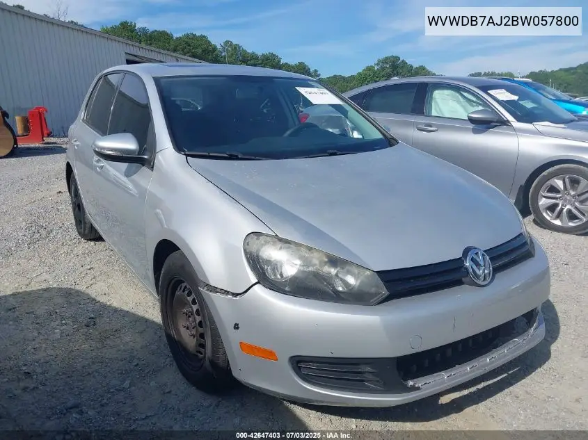 2011 Volkswagen Golf 2.5L 4-Door VIN: WVWDB7AJ2BW057800 Lot: 42647403