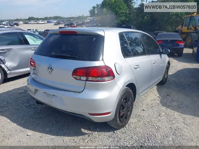 2011 Volkswagen Golf 2.5L 4-Door VIN: WVWDB7AJ2BW057800 Lot: 42647403