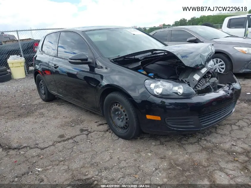 2012 Volkswagen Golf 2.5L 2-Door VIN: WVWBB7AJ7CW229618 Lot: 42251959
