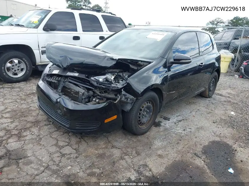 2012 Volkswagen Golf 2.5L 2-Door VIN: WVWBB7AJ7CW229618 Lot: 42251959