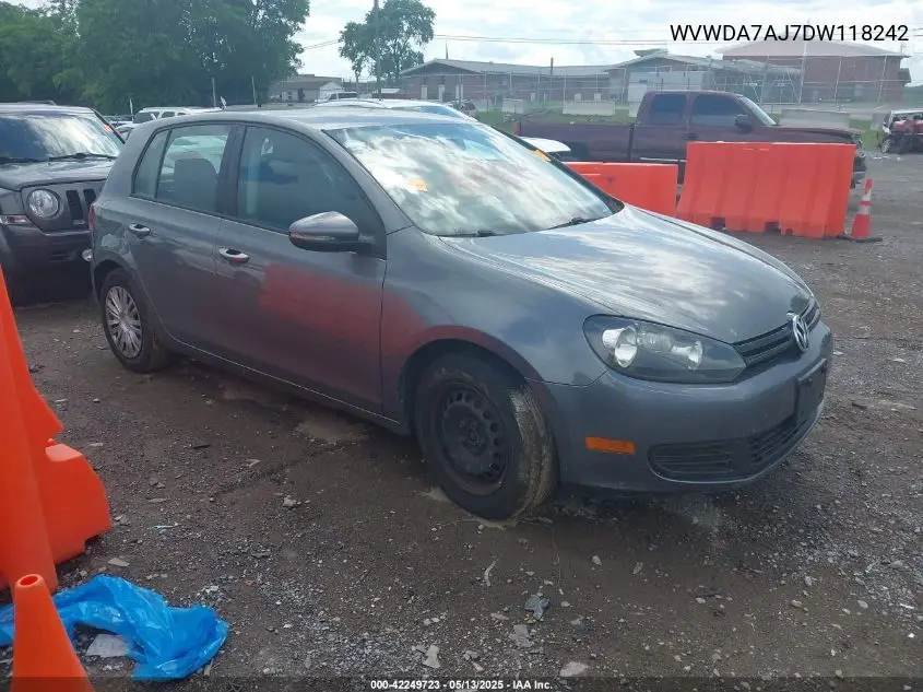 2013 Volkswagen Golf 2.5L 4-Door VIN: WVWDA7AJ7DW118242 Lot: 42249723