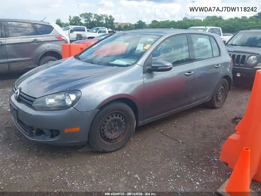 2013 Volkswagen Golf 2.5L 4-Door VIN: WVWDA7AJ7DW118242 Lot: 42249723
