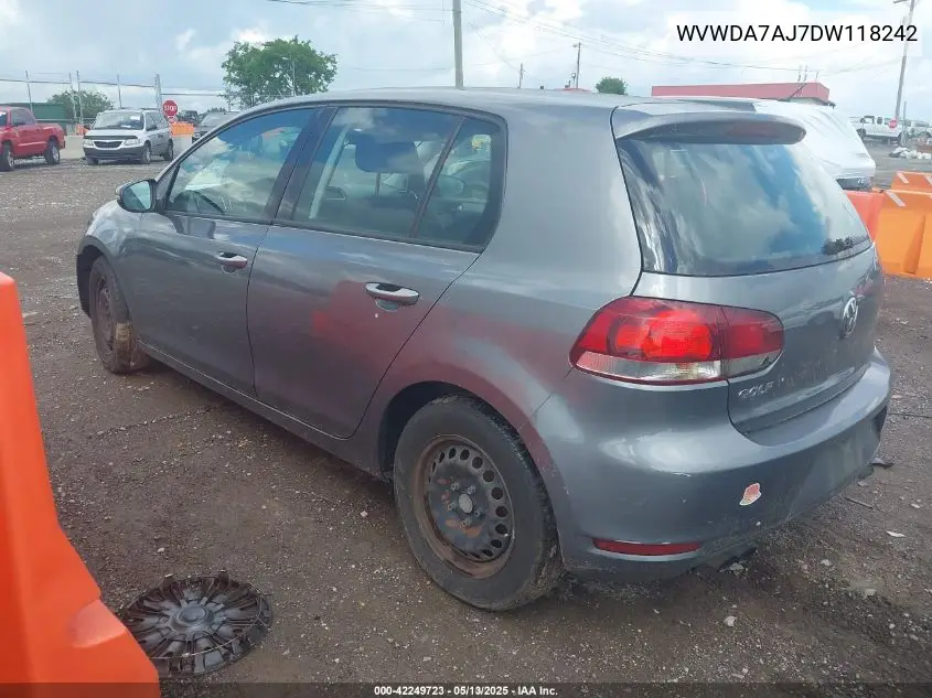 2013 Volkswagen Golf 2.5L 4-Door VIN: WVWDA7AJ7DW118242 Lot: 42249723